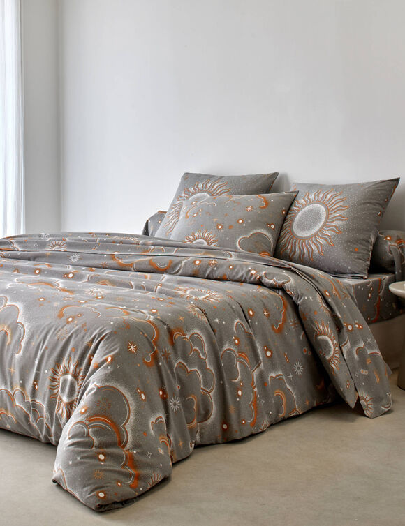 Linge de lit Helios en coton imprimé (gris) Linge de lit Helios en coton imprimé (gris)